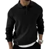 Suéter masculino outono inverno camisola masculina de malha polo camisas lapela cor sólida pulôver de malha social streetwear casual negócios homens roupas 231214