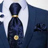 Stropdassen Luxe Blauwe Bloemen Paisley Voor Mannen Bruiloft Stropdas Zakdoek Manchetknopen Ring En Tack Set Gift DiBanGu 231214