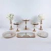 PCS Gold Electroplate Crystal Cake Stand Set Miroir Métal Cupcake Affichage De Mariage Fête D'anniversaire Dessert Plate Rack Autres Bakeware2473