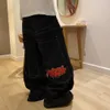 Herr jeans y2k streetwear mode hip hop brev broderi för män vintage baggy kvinnor låg midja denim byxor breda benbyxor 231214