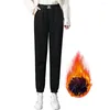 Calças femininas Mulheres aconchegantes leggings de lã cintura alta inverno de pelúcia com tornozelo macio calor virilha térmica harem estilo para