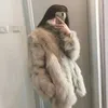 Women's Fur Women Faux Coat Warm Winter Long Sleeve Turn-down Collar Female Coats Elegant Fashion Wine Streetwear Ladies Outwear Y02