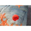 Desconto de Natal 50 offJeans Mens For Guys Rip Slim Fit Skinny Man Calças Laranja Estrela Patches Vestindo Biker Denim Stretch Cult Motocicleta Trendy Straight Hip Hop Wi