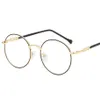 Nouvelles lunettes optiques pour femmes, monture ronde en métal, lentille claire, verre noir et doré, FML3375