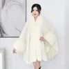 Women's Fur Soft Luxury Faux Coat Cape Long Winter Women Wide Turndown Collar Overcoat Knit Cardigan Party Cloak Shawl Big X1148