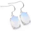 Luckyshine Christmas 6 Pair 925 Silver Plated 10 14 mm Fashion-Forward White Moonstone Earrings for Lady Party Gift E0139272U