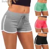 Damesshorts Zomer Sneldrogende sportbroek voor dames Katoenen shorts Contrasterende binding aan de zijkant Elastische taille Casual shorts Yoga ShortL231215