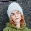 Beanieskull Caps FountyFur Winter Hats for Women暖かい長いウサギの毛皮の女性キャップ
