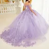 Romantic Butterfly lilac lavender Quinceanera Dresses Off the Shoulder Caftan Beaded Lace-up corset prom Sweet 16 Dress Vestidos