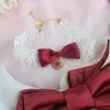 Vintage Doll Handmade Bow Hairband KC Hair Ribbon Hairpin Necklace Neckband Lolita Original Design Cute Red&White