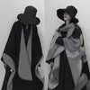Scarves Thicken Winter Shawl Wraps Cape Women Ponchos Tie-dye Black and White Double-Sided Sweater Scarf Warm Coat Holiday Outfits 231214