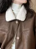 Женская меховая куртка Chaqueta De Cuero Mujer, зимняя одежда для женщин, винтажная куртка из искусственной кожи, пальто из ягненка, мотоциклетное пальто