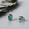 Orecchini pendenti KQDANCE Verde smeraldo Ametista Quarzo fumé Goccia Argento sterling 925 Gioielli Taglio di pietre preziose blu per le donne