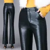 Calças femininas mulheres de couro real feminino genuíno preto cintura alta harem senhoras elástico streetwear pant g253