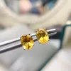 Brincos 6x8mm Citrino Amarelo Natural 925 Prata Esterlina para Mulheres Personalidade Moda Luxo Gem Jóias Presentes