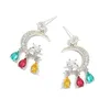 Boucles d'oreilles pendantes YINGACC925, aiguille en argent, lune, étoile à cinq branches, tempérament Joker, accessoires de mode longs, bijoux pour femmes