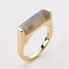 Кольца-кластеры BOROSA, 5 шт., натуральный камень, лунный камень, граненый, изысканный, 18-каратная золотая пластина, геометрическое кольцо с хвостом, женские ювелирные изделия, подарки