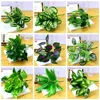 Kerstdecoratie Simuleer kleine planten en versier de plantenwand met plastic bloempotten groene grasbladeren in pot 231215