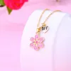 Pendant Necklaces 2Pcs/Set Sweet Blue Pink Flower Chain Friends Necklace BFF Friendship Children's Jewelry Gift For Girls 2023