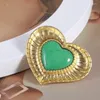 Brooches Royal Vintage Style Superior Green Heart Suit Coat Brooch