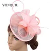 Cappello Fascinator in lino Fiore per donna Matrimonio elegante Accessori per capelli Copricapo per cena in chiesa con copricapo a clip