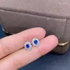 Stud Earrings Party Jewelry Wholesale Real Natural Sapphire Earring 925 Sterling Silver