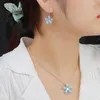 Stud Earrings XYOP Natural Larimar Blue Niche Five-Petal Flower Ear Hook Burning Christmas Warm For Love Winter Praise