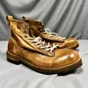 Boots Washed Men's High Top Retro Leather Thick Soled Rise Short Goodyear- Handmade Horse Shoes Worn