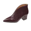 Ботинки, женские ботильоны в стиле ретро, 2023, женская лакированная кожа с острым вырезом, простые универсальные офисные женские туфли на высоком каблуке, 231214