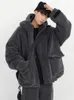 Pelliccia sintetica da uomo Gmiixder Cappotto invernale in finta pelliccia Cappotto oversize in cashmere da uomo con cerniera Cappotto grigio scuro Giacca imbottita in peluche con cappuccio hip-hop unisex 231215