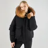 Women's Down Parkas Annsirgra Winter Bomber Jacket Women Coat White Duck Down Jacka Super Large Real Raccoon päls krage avtagbar mode varm 231214