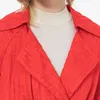 Kvinnors dike rockar Silk Red Stripe Turn-Down Collar Dubbel Breasted Loose-Leaf Design Långärmad Office Ladies Jacket Coat Women Fe5