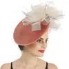 Women Ladies Fashion Fascinator Mesh Flower Hat Hairpin Bride Elegant Headwear Net Floral Hair Accessories Headband Fedora