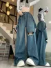 Damesjeans Gescheurd Voor Dames Hoge taille Wijde pijpen broek Blauwe overalls Street chic Vintage volledige lengte Oversized broek 2023