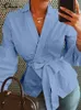 Damesblouses celmia mode tuniek shirts vrouwen elegante lange lantaarn mouw tops rekte casual losse sexy v-neck stevige blouse blusas