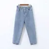 Women's Jeans Winter Velvet Women Fleece Loose Mother Harlan Pants Soft Comfortable Boyfriend Denim