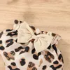 Kläderuppsättningar 0-18 månader nyfödda spädbarnsflickor Kläder sätter mode solid ribbed Vest Top+Bowknot Leopard Print Shorts Set Summer Outfits R231215