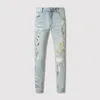 Jeans jeans jeans jeans pantaloni strappati pantaloni impilati design pantaloni a colori adesivi ricamati slim jeans dritta strade usura pantaloni magri jeans viola all'ingrosso