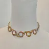 Collana pendente con ciondolo di qualità di lusso con diamanti colorati placcati in oro 18 carati con timbro e scatola PS7519A290d