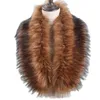 Halsdukar Luxury Super Big Fur Collar Faux Raccoon Fur Scarves 100% Högkvalitativa kvinnor Män barnjackor Päls huva Pälsdekor 231215