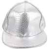 Boll caps 2sts unisex crocodile baseball pu justerbar hiphop platta brim hattar snapback (silver)