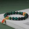 Link Pulseiras Yonghegong Zodíaco Guardião Pulseira Tianhe Pedra Malaquita Amuleto HandString Buddha Beads Cristal Jade Para Homens E