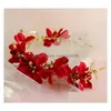 Wedding Hair Jewelry Korean Bridal Accessories Hairbands Bands Red Flower Heads Flowers Drop Delivery Hairjewelry Dhbun