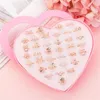 Jewelry Pouches Gifts Pink Ring Display Earring Storage Case 36 Holes Box Heart-shape