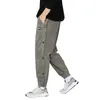 Мужские брюки, вельветовые спортивные брюки с боковой пуговицей, эластичной резинкой на талии и шнурком, модные свободные брюки для тренировок на открытом воздухе
