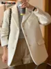 Damenanzüge Blazer Botvotee Wolle für Frauen 2023 Mode Büro Damen gekerbte Jacke Casual Chic Übergroße einreihige solide Mäntel 231214