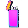 Briquet portable à double arc rechargeable par USB – Accessoire pour fumer en métal sans flamme, coupe-vent et élégant