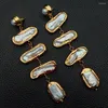 Pendientes colgantes YYGEM Natural Multi forma blanco agua dulce perla oro amarillo Wrap Stud boda clásico para mujeres