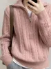 Kadınların Sweaters Karsany Half Fermuar Örme Külük Kadınlar Vintage Casual Tops Bayanlar Bahar Kızarmış Hamur Twists için