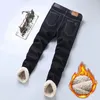 Heren Jeans Winter Warm Fleece Mannen 2023 Rechte Stretch Dikke Casual Thermische Denim Broek Mannelijke Zakelijke Werkbroek Kleding 231214